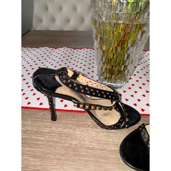 Jimmy Choo Black and Gold Studded Sandals - Picture 6 of 11